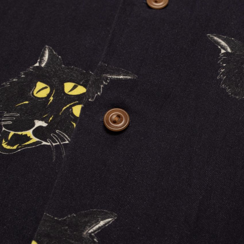 Nudie Jeans Arvid The Cat Hawaii Shirt Antracite