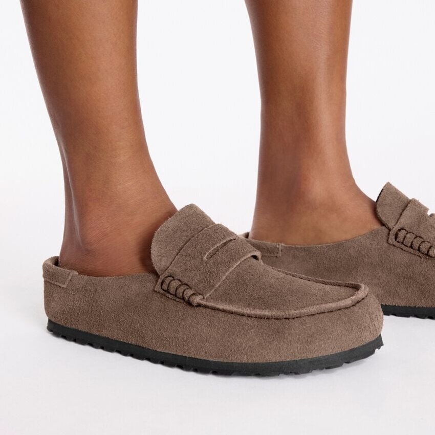 Birkenstock Naples Wrapped Suede Leather Concrete Gray