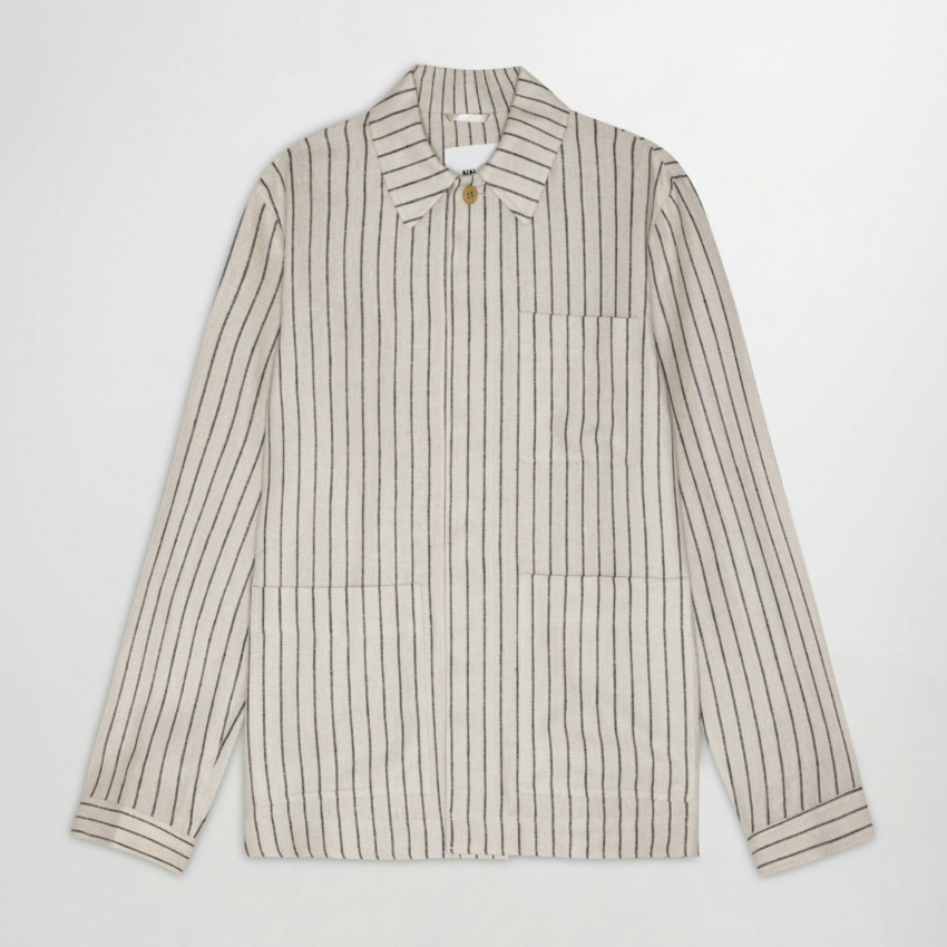 NN07 Olav Overshirt 1455 Oat Stripe