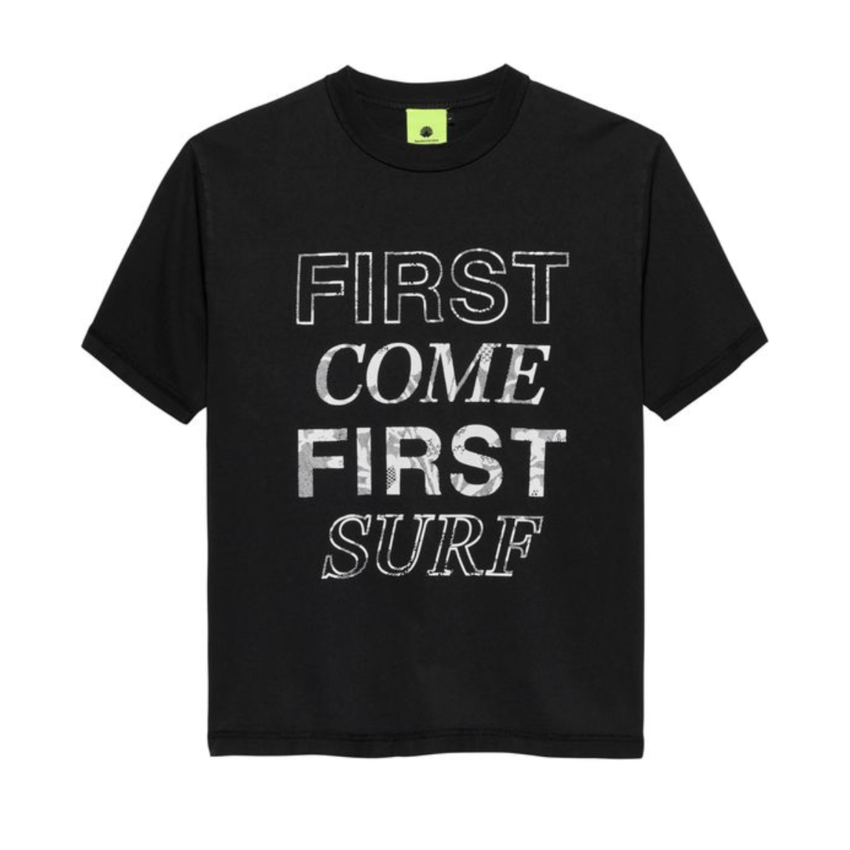New Amsterdam Surf Association  First Come First Surf Tee Black