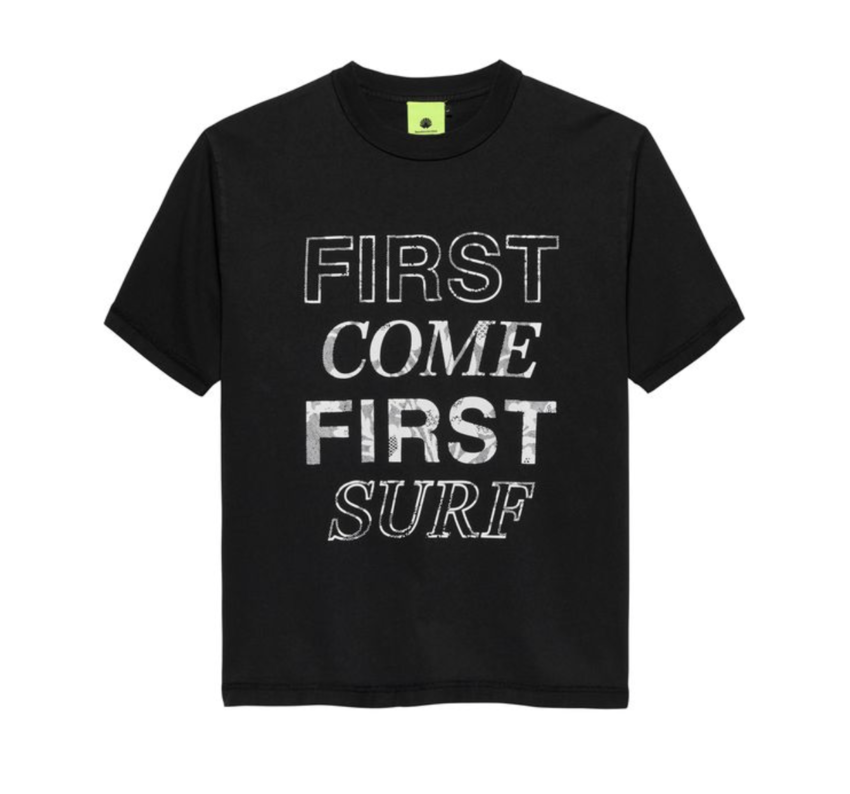 New Amsterdam Surf Association  First Come First Surf Tee Black