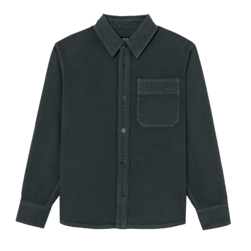 A.P.C. Paris Basile Embroidered Logo Overshirt Anthracite