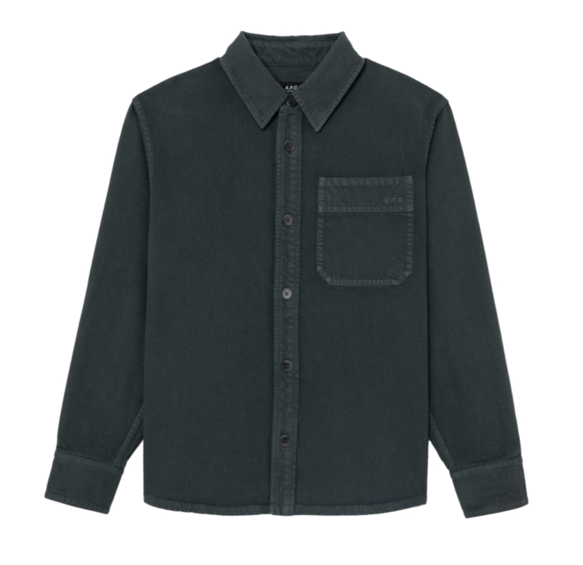 A.P.C. Paris Basile Embroidered Logo Overshirt Anthracite