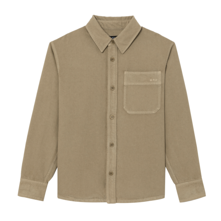 A.P.C. Paris Basile Embroidered Logo Overshirt Beige