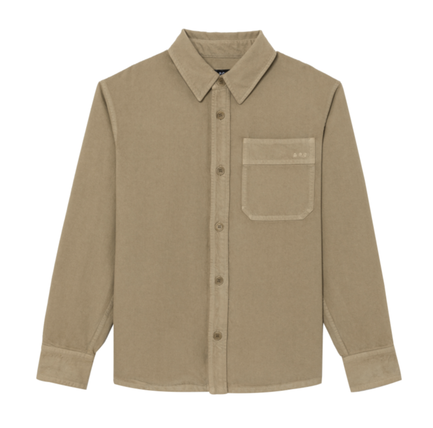 A.P.C. Paris Basile Embroidered Logo Overshirt Beige