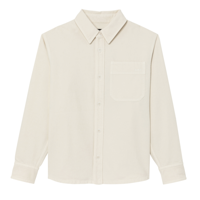 A.P.C. Paris Basile Embroidered Logo Overshirt Cream