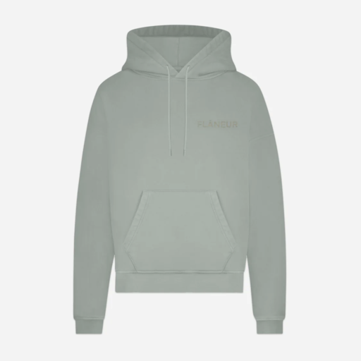 Flaneur Homme Double Logo Washed Hoodie Sage