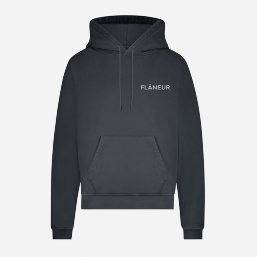 Flaneur Homme Double Logo Washed Hoodie Black