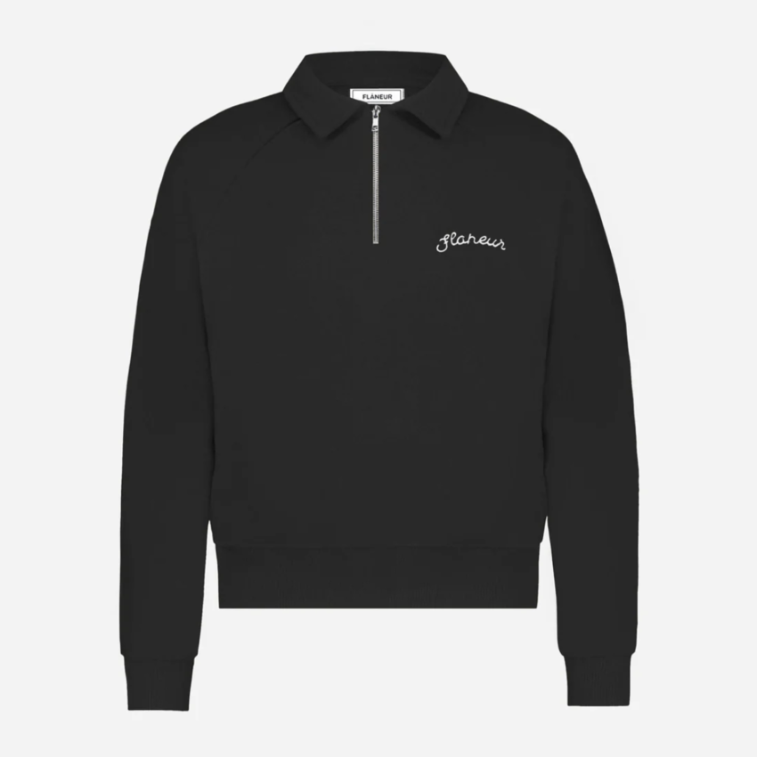 Flaneur Homme Signature Raglan Half Zip Black