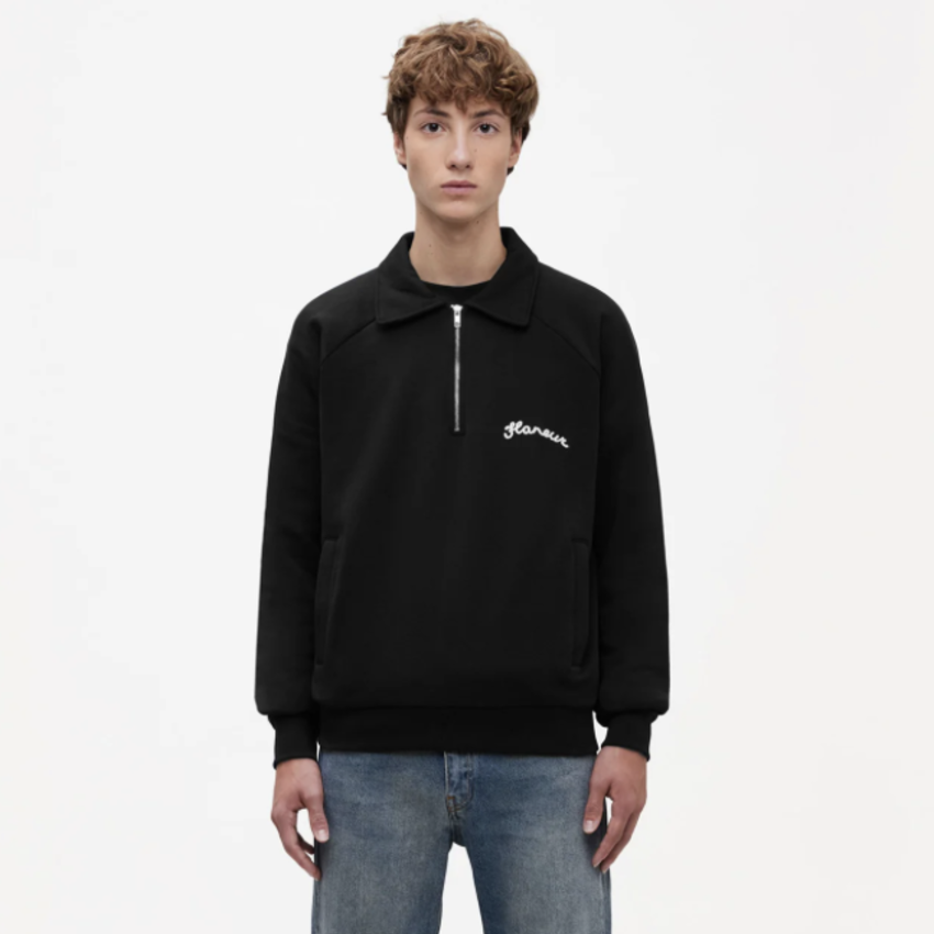 Flaneur Homme Signature Raglan Half Zip Black
