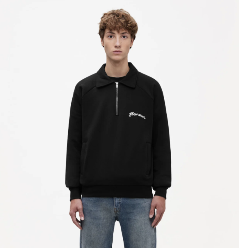 Flaneur Homme Signature Raglan Half Zip Black