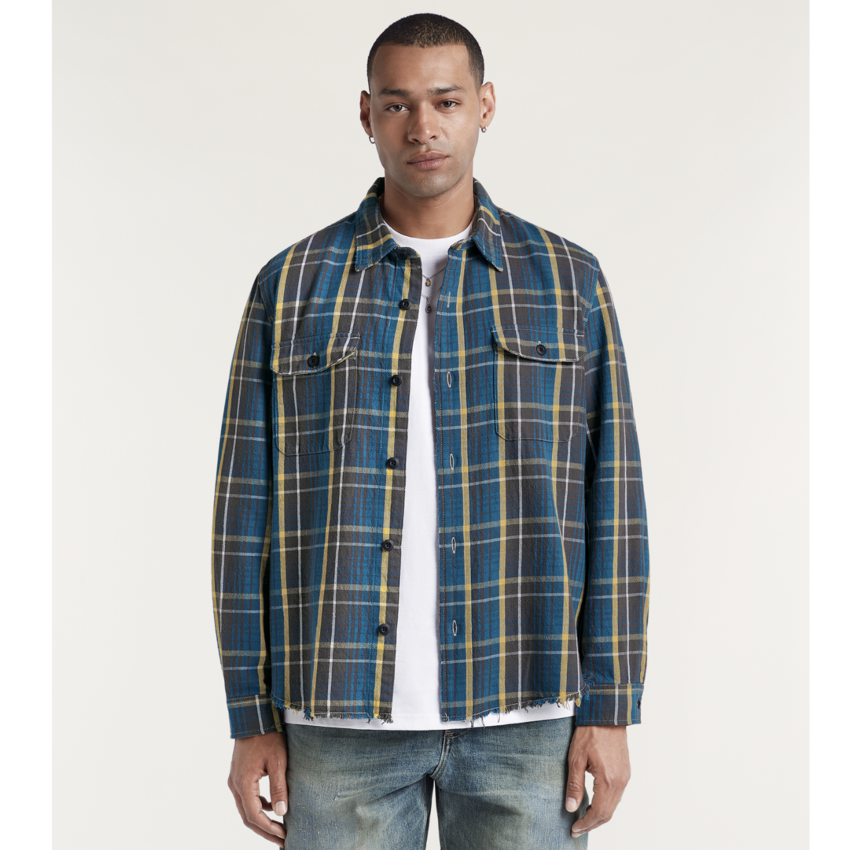 Honorary Archive by Denham S03 Overshirt Check Blue