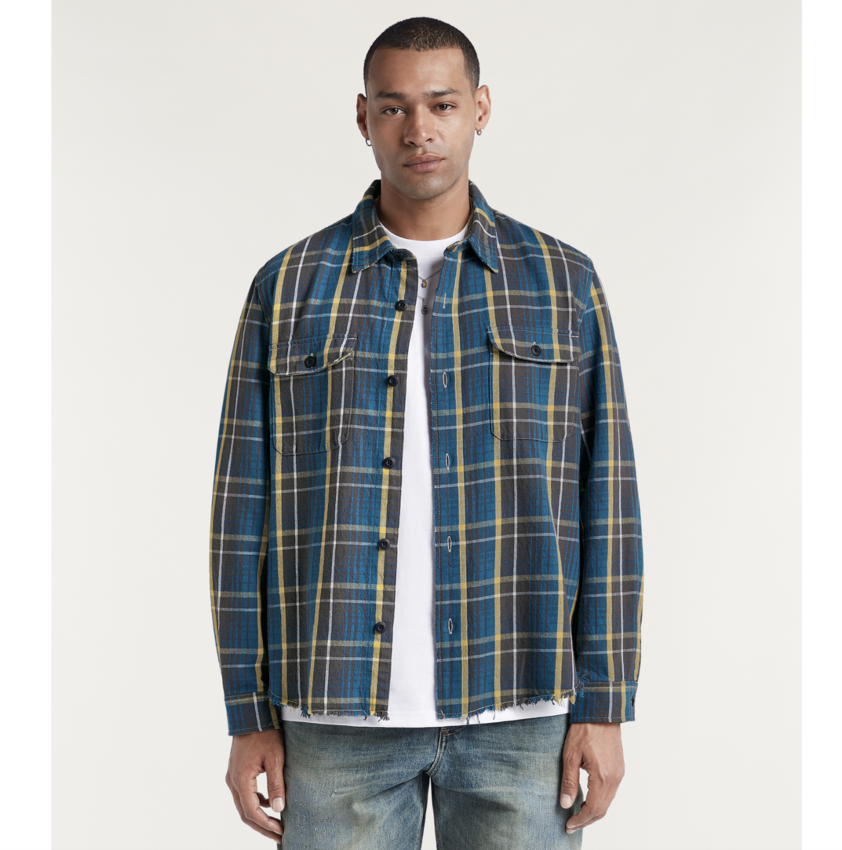 Honorary Archive by Denham S03 Overshirt Check Blue