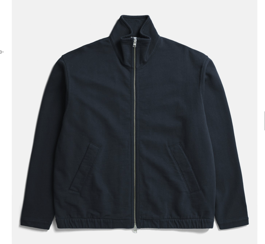 Norse Projects  Bjorn Relaxed Organic Loopback Track Jacket Dark Navy