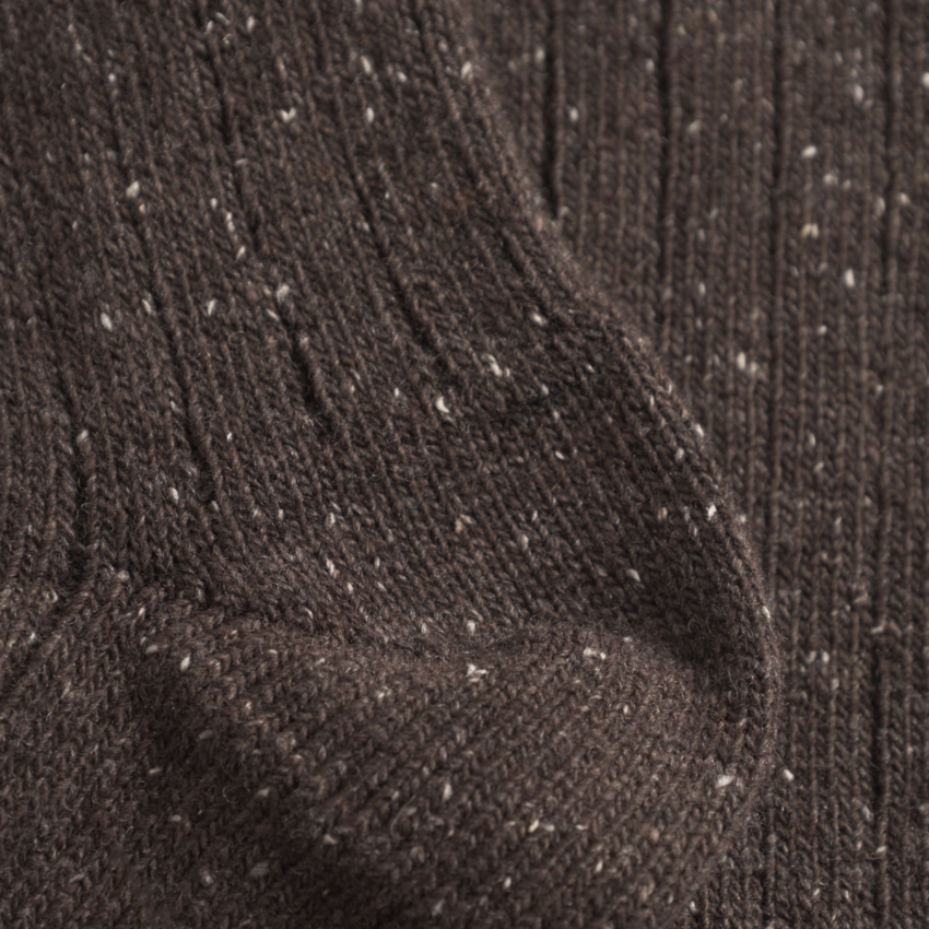 Norse Projects  Bjarki Neps Wool Rib Sock Seal Brown