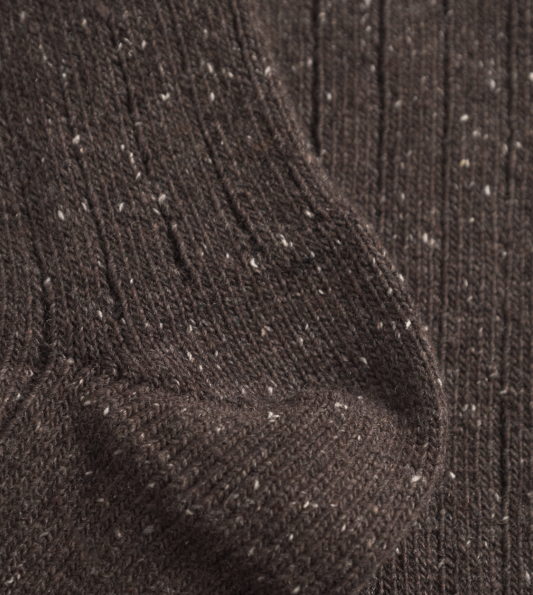 Norse Projects  Bjarki Neps Wool Rib Sock Seal Brown