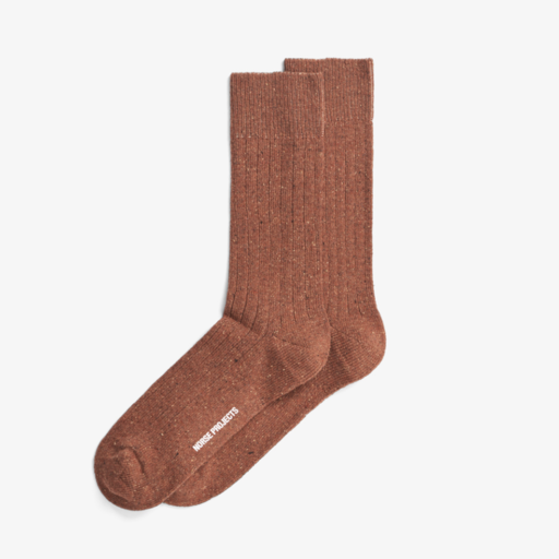 Norse Projects  Bjarki Neps Wool Rib Sock Golden Orange