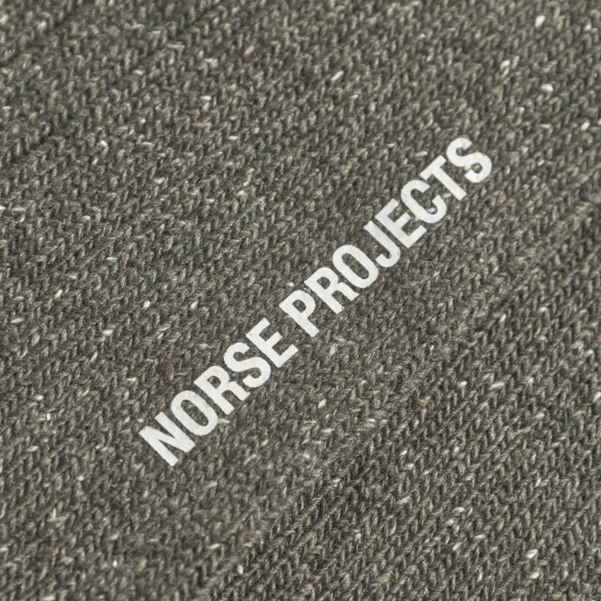 Norse Projects  Bjarki Neps Wool Rib Sock Olive Night