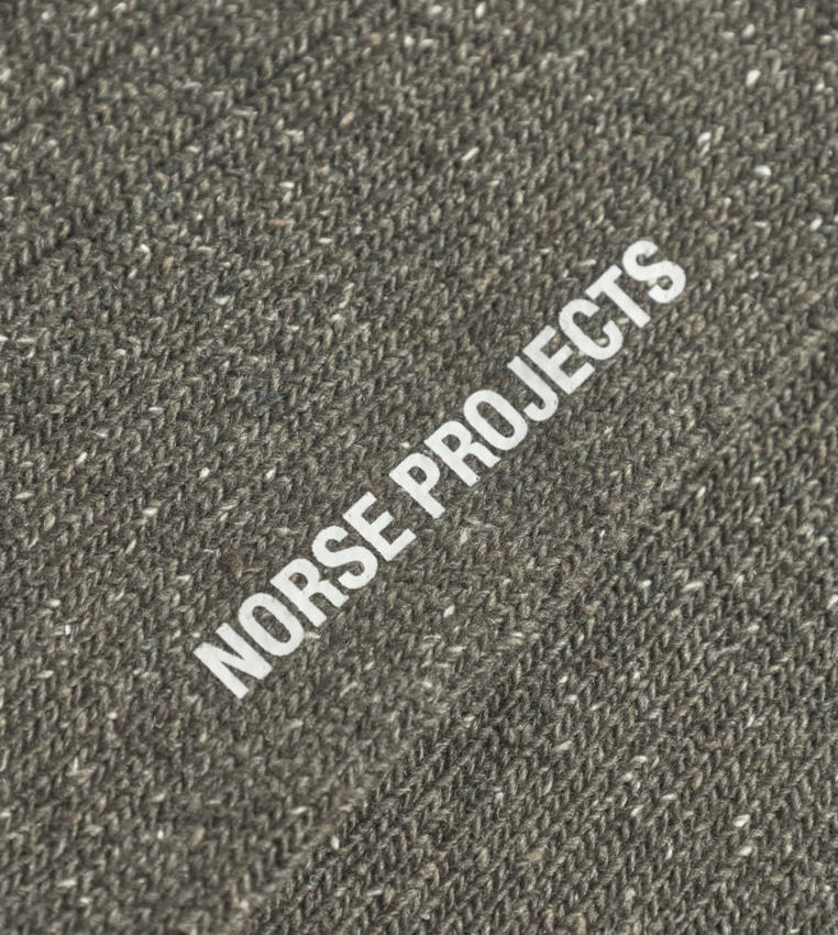 Norse Projects  Bjarki Neps Wool Rib Sock Olive Night
