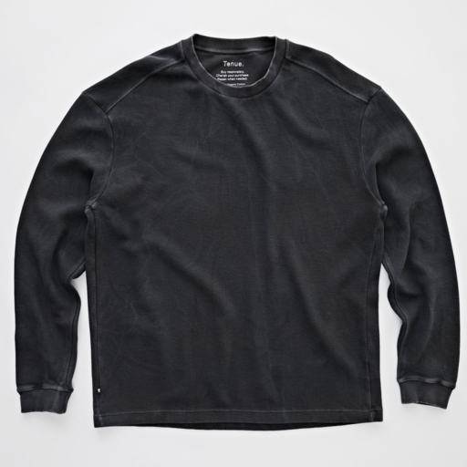 Tenue. Brad Waffle Long Sleeve Tee Trashed Black