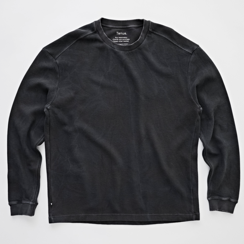 Tenue. Brad Waffle Long Sleeve Tee Trashed Black