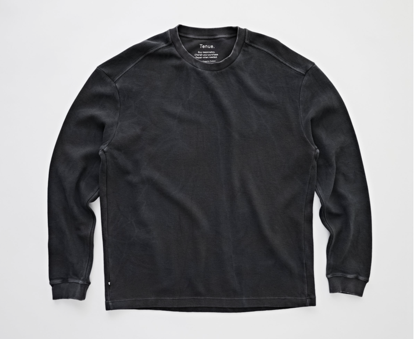 Tenue. Brad Waffle Long Sleeve Tee Trashed Black