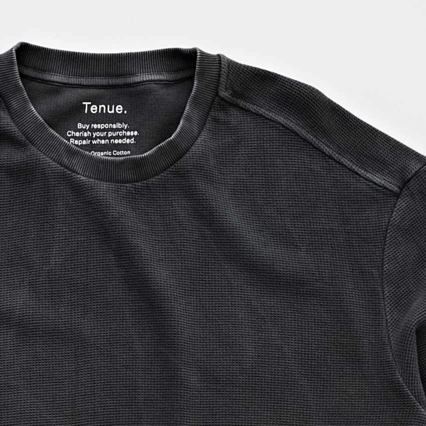 Tenue. Brad Waffle Long Sleeve Tee Trashed Black