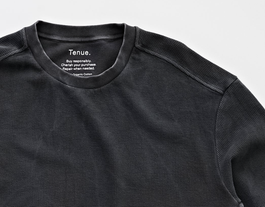 Tenue. Brad Waffle Long Sleeve Tee Trashed Black