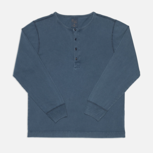 Nudie Jeans Long Sleeve Henley Washed Blue