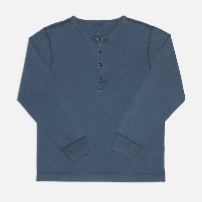 Nudie Jeans Long Sleeve Henley Washed Blue