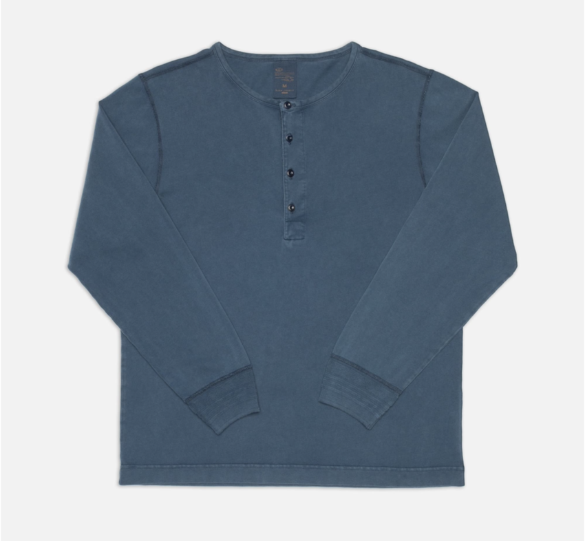 Nudie Jeans Long Sleeve Henley Washed Blue