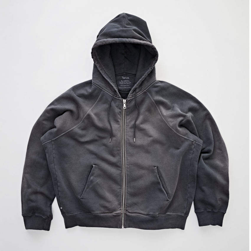 Tenue. Chris Zip Hoodie Faded Black