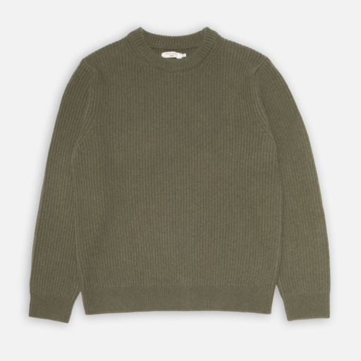 Nudie Jeans August Rib Wool Sweater Olive
