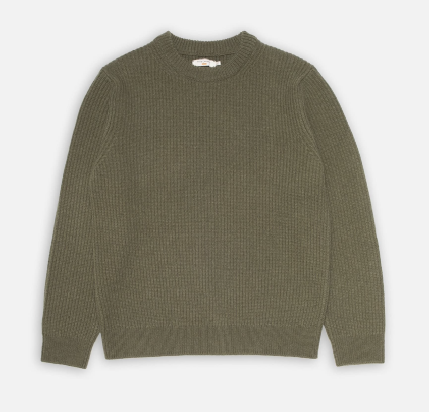 Nudie Jeans August Rib Wool Sweater Olive