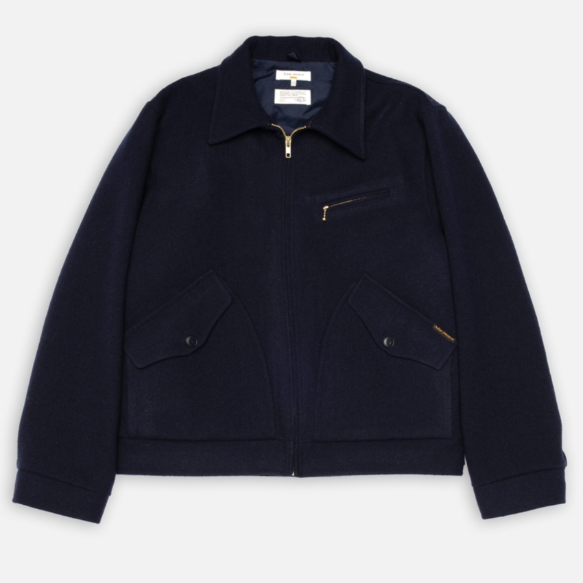 Nudie Jeans Blake Wool  Zip Jacket Blueberry