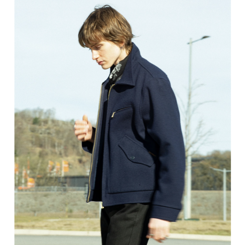 Nudie Jeans Blake Wool  Zip Jacket Blueberry