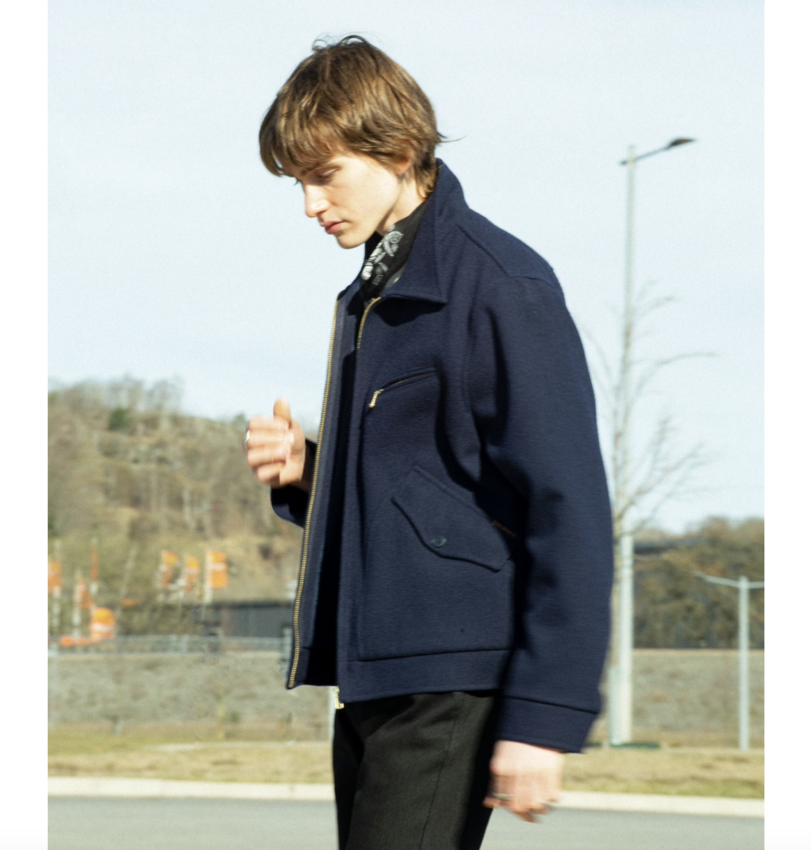 Nudie Jeans Blake Wool  Zip Jacket Blueberry