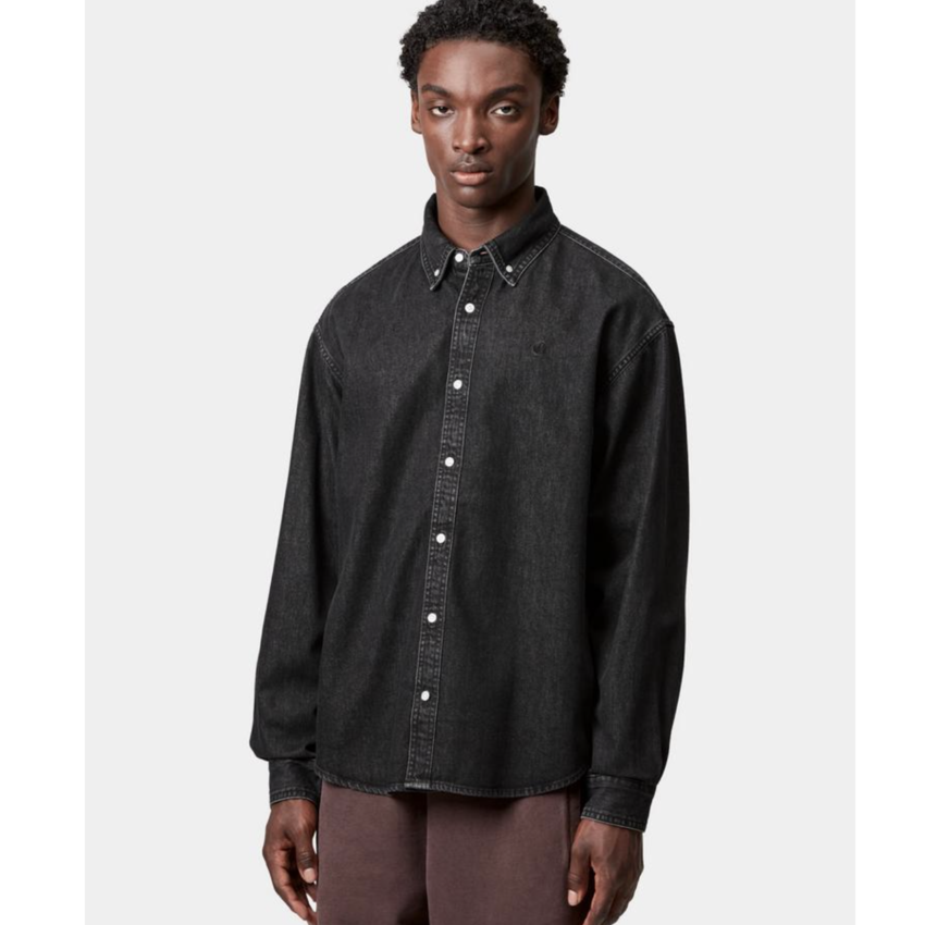 Carhartt WIP L/S Lucas Shirt Black Stone Washed