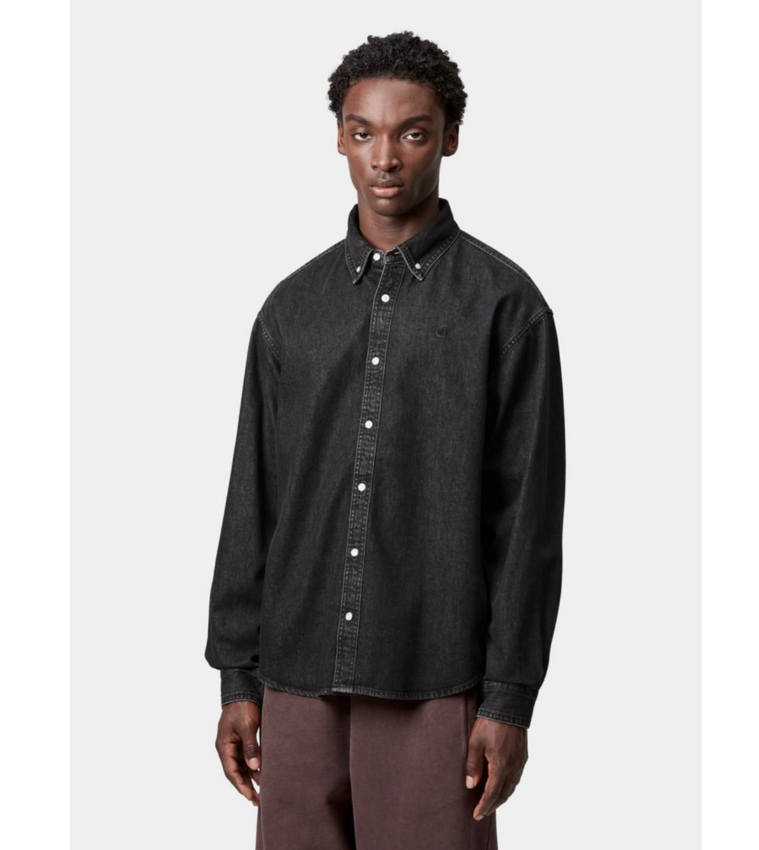 Carhartt WIP L/S Lucas Shirt Black Stone Washed