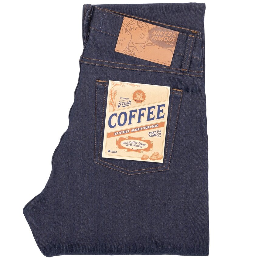 Naked & Famous Denim Weird Guy Coffee Dye Selvedge Indigo