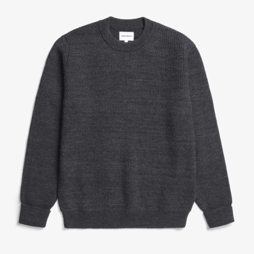Norse Projects  Henning Cotton Wool Rib Sweater Dark Grey Melange