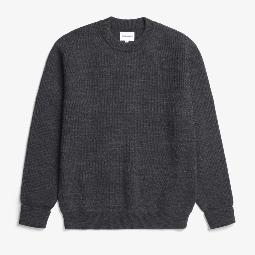 Norse Projects  Henning Cotton Wool Rib Sweater Dark Grey Melange