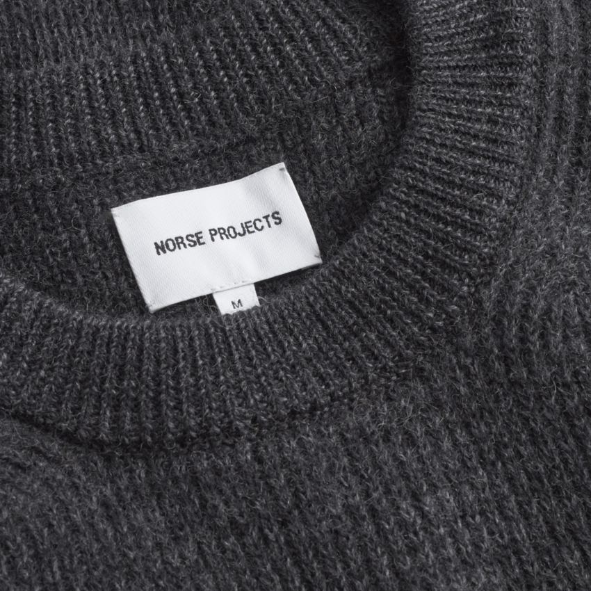 Norse Projects  Henning Cotton Wool Rib Sweater Dark Grey Melange