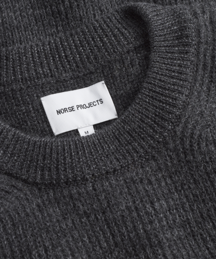 Norse Projects  Henning Cotton Wool Rib Sweater Dark Grey Melange