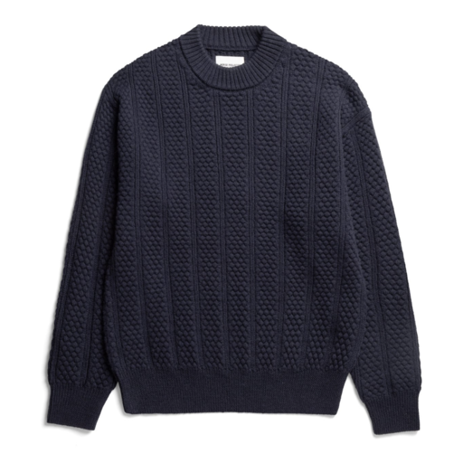 Norse Projects  Storm Bubble Rib Knit Crewneck Dark Navy