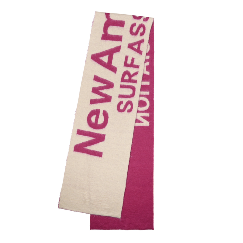 New Amsterdam Surf Association  Fuzzy Name Scarf Magenta/Ecru