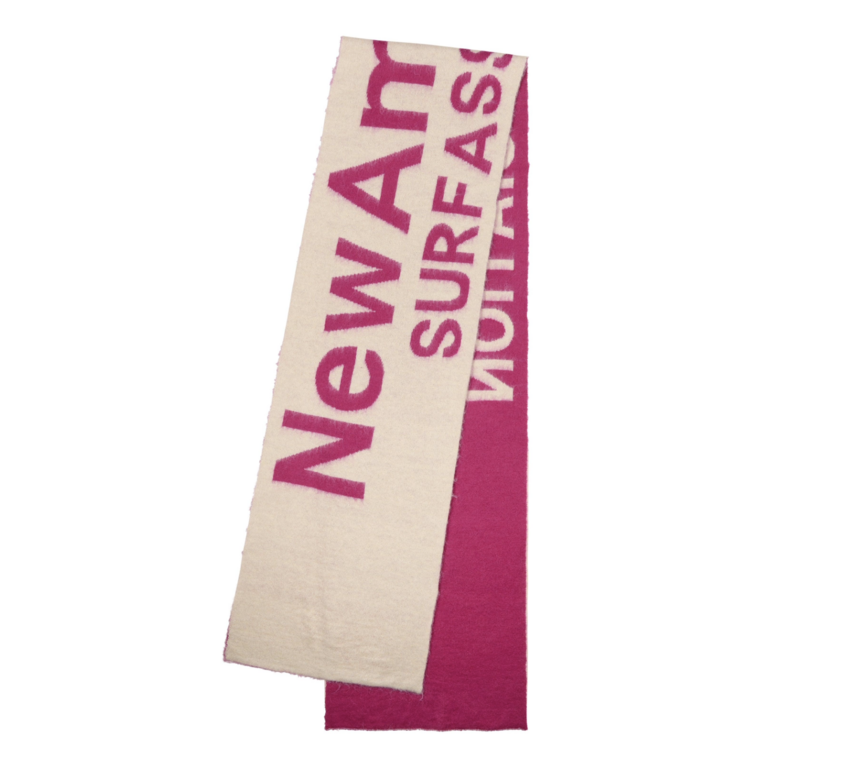 New Amsterdam Surf Association  Fuzzy Name Scarf Magenta/Ecru