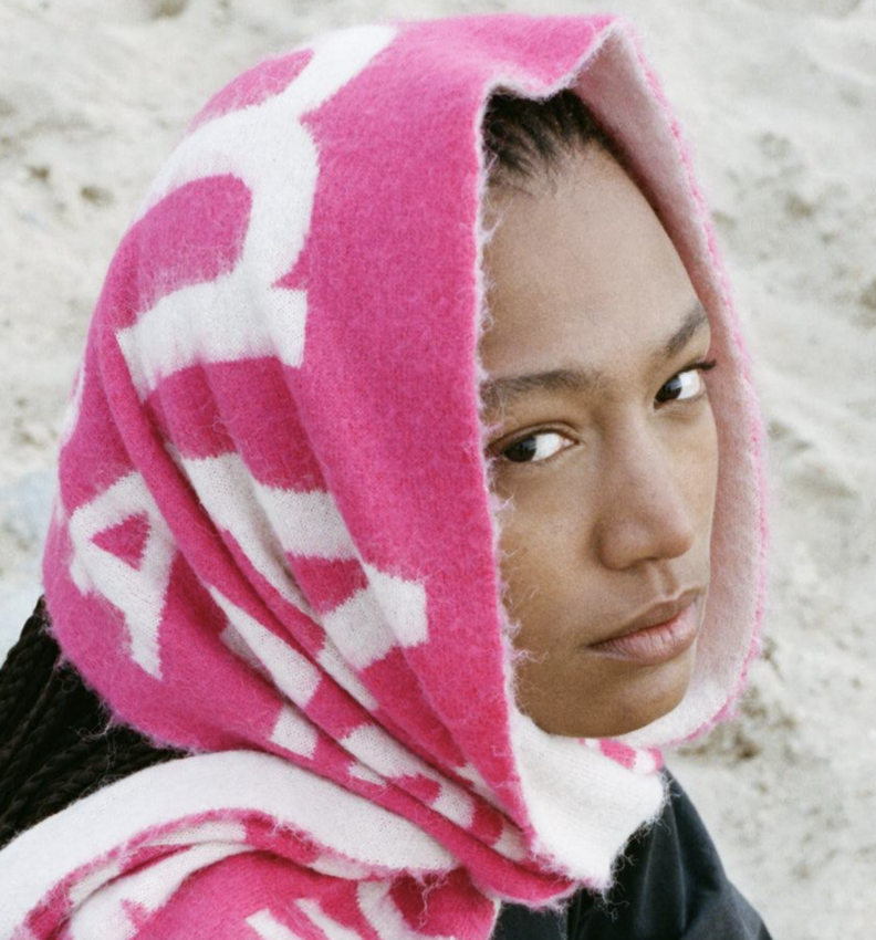 New Amsterdam Surf Association  Fuzzy Name Scarf Magenta/Ecru