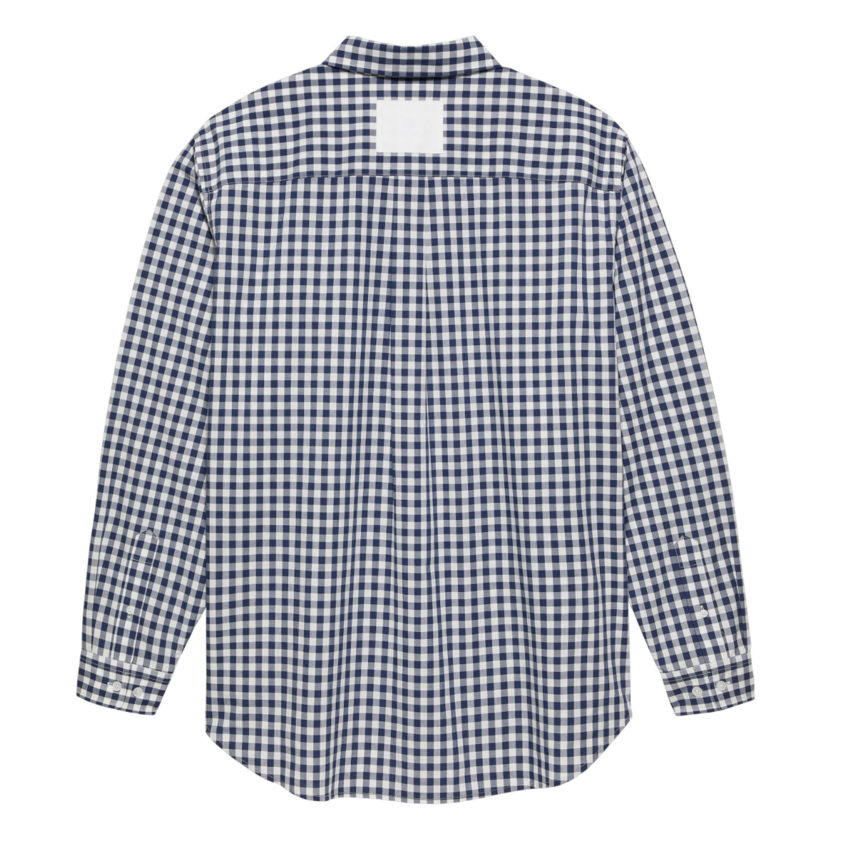 New Amsterdam Surf Association  Beach Shirt Poplin Navy Check