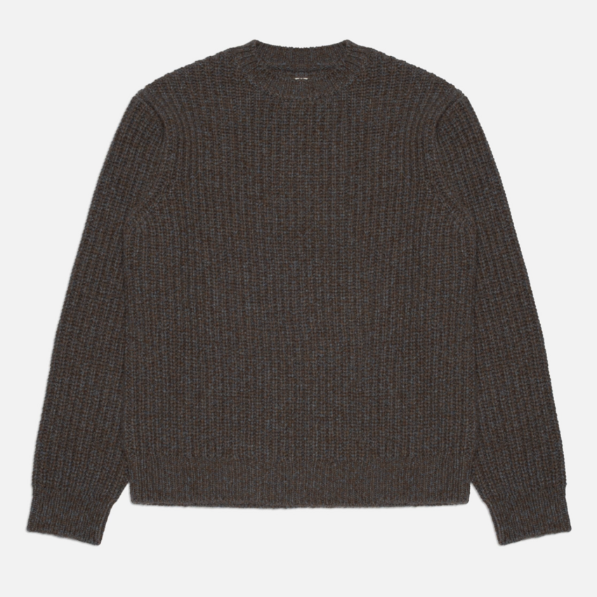 Nudie Jeans August Chunky Crew Neck Knit Brown